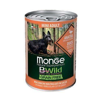 Monge (Монж) BWild Grain Wet Duck Mini Adult &ndash; Консервований корм з качки з гарбузом і кабачками для собак дрібних порід 0,4кг 70012638 фото