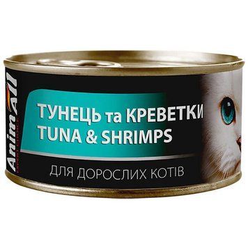 AnimAll Cat Tuna and Shrimps &ndash; консерви ЕнімАл з тунцем та креветками для кішок 85г 168329 фото