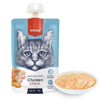 Wanpy Chicken & Carrot ВАНПІ КРЕМ-ПЮРЕ КУРКА З МОРКВОЮ рідкий корм для котів , 0.09 кг. RAC-38 фото