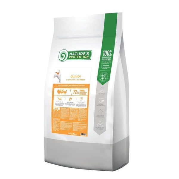 Nature's Protection Junior All Breeds Сухий корм для цуценят усіх порід з м'ясом птиці, 18 кг NPB46041 фото