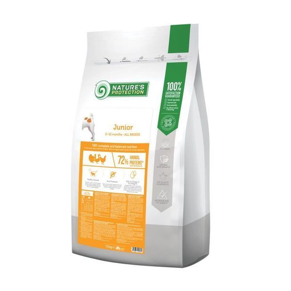 Nature's Protection Junior All Breeds Сухий корм для цуценят усіх порід з м'ясом птиці, 18 кг NPB46041 фото