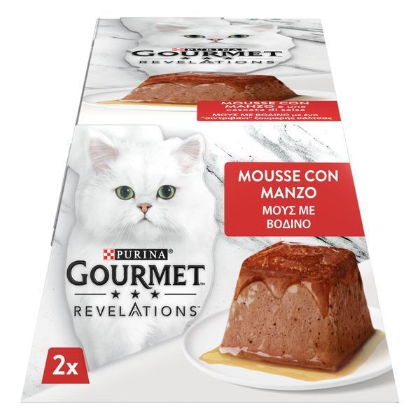 Вологий корм GOURMET Revelations для дорослих котів, мус з підливкою, що стікає, з яловичиною, 2x57 г 7613287070005 фото