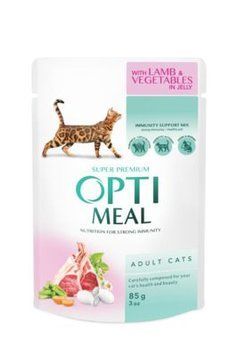 Optimeal Шматочки з ягнятком та овочами в желі для котів 4820083905445 фото