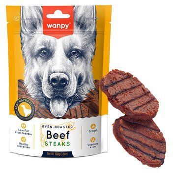 Wanpy Grilled Beef Steak ВАНПИ СТЕЙК ГРИЛЬ ГОВЯДИНА КУРИЦА лакомство для собак , 0.1 кг., Яловичина, курка кг. MA-31 фото