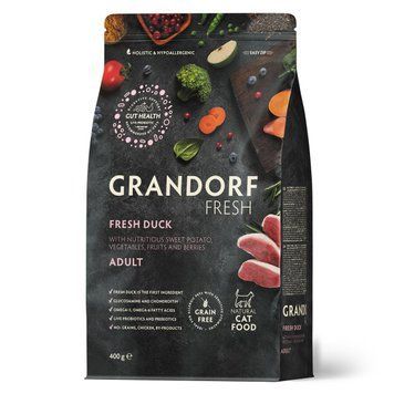 Grandorf FRESH DUCK & SWEET POTATO ADULT CAT для взрослых кошек утка с бататом, 400 г 83902 фото