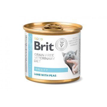 Brit Grain Free Veterinary Diets Obesity для кошек при ожирении и избыточном весе с ягненком и зеленым горошком, 200 г 8595602549849 фото