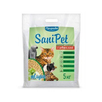 Гігієнічний наповнювач Природа Sani Pet &laquo;Яблуко&raquo; для котів, деревинний, 5 кг PR240794 яблоко 5кг фото