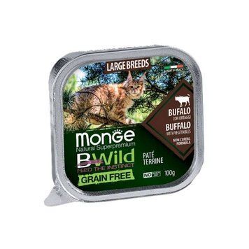 Monge BWild Buffalo Large Breeds &ndash; Консервований беззерновий корм з м&rsquo;яса буйвола для кошенят і дорослих котів великих порід 100г 70012850 фото