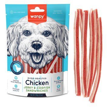 Wanpy Chicken Jerky & Codfish Sandwiches ВАНПИ СЭНДВИЧ КУРИЦА С ТРЕСКОЙ лакомство для собак , 0.1 кг. CC-01S фото