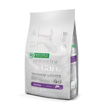 Nature's Protection Superior Care White Dogs Grain Free Salmon Junior All Breeds Сухий беззерновий корм для юніорів усіх порід з лососем, 1,5 кг NPSC45671 фото