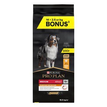 Сухой корм PRO PLAN Medium Adult 1+ Everyday Nutrion для взрослых собак средних пород, с курицей, 16,5 кг 7613035119000 фото