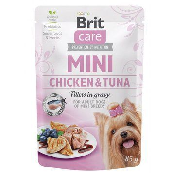 Влажный корм Brit Care Mini для собак, из филе курицы и тунца в соусе, 85 г 8595602560325 фото