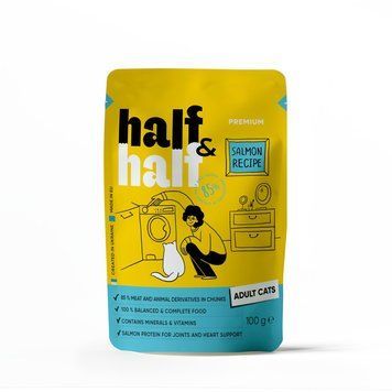 Half Half Cat Adult Salmon &ndash; кусочки в желе Халф Халф с лососем для взрослых кошек 1шт 4820261920901 фото