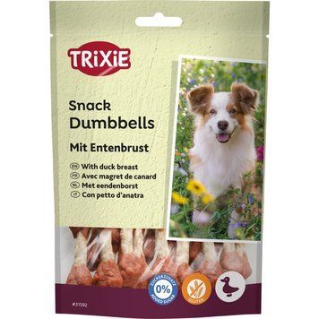 Ласощі Trixie Dumbbells для собак кісточка з качкою 80 г 4011905315928 фото