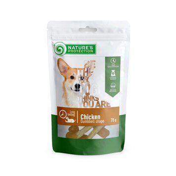 Ласощі для собак з куркою у формі гантелі Nature's Protection snack for dogs with chicken 75g SNK46087 фото