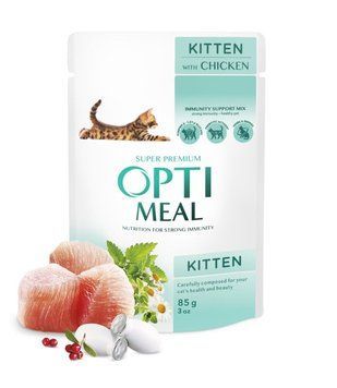 Optimeal Шматочки з куркою для кошенят 4820083905452 фото