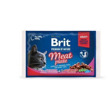 Набір вологих кормів Brit Premium Cat Pouch &laquo;М'ясна тарілка&raquo; для котів, 4 шт х 100 г 8595602506262 фото