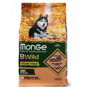 Монже з лососем для собак усіх порід Monge Dog Bwild Gr. 15 кг 70056052 фото