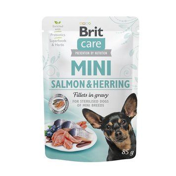 Влажный корм Brit Care Mini для собак, из филе лосося и сельди в соусе, 85 г 8595602560349 фото