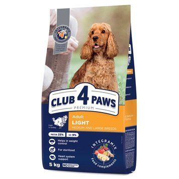 Club 4 Paws Premium Adult Medium & Large Breeds Light з високим вмістом індички для дорослих собак середніх та великих порід &ndash; контроль ваги, 5кг 4820215367868 фото