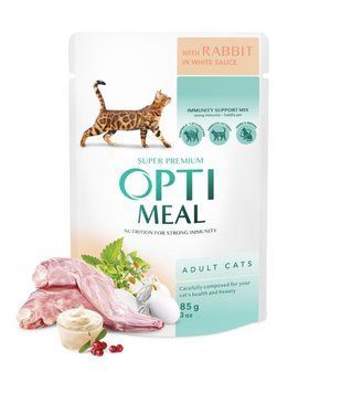 Optimeal Шматочки з кроликом у білому соусі для котів 4820083905476 фото