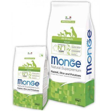 Monge Natural Superpremium All Breeds Adult Rabbit, Rice & Potatoes &ndash; Сухий корм для дорослих собак усіх порід із кроликом та рисом 15кг 70006040 фото
