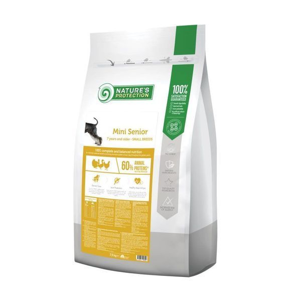 Nature's Protection Mini Senior Small Breeds Сухой корм для пожилых собак от 7 лет малых пород с мясом птицы, 2 кг NPS45753 фото