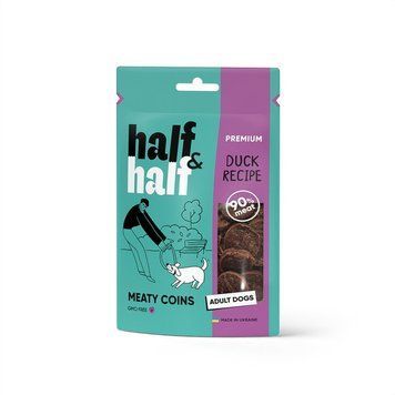 Ласощі для собак Half&Half у формі м'ясних монеток з качкою, 100 г 4823082431823 фото
