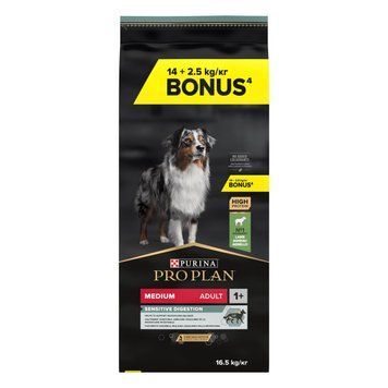 Сухой корм PRO PLAN Medium Adult 1+ Sensitive Digestion для взрослых собак средних пород, с чувствительным пищеварением, с ягненком, 16,5 кг 7613035219274 фото