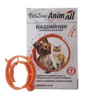 Ошейник противопаразитный AnimAll VetLine для кошек и собак, 35 см. Оранжевый 69635 фото