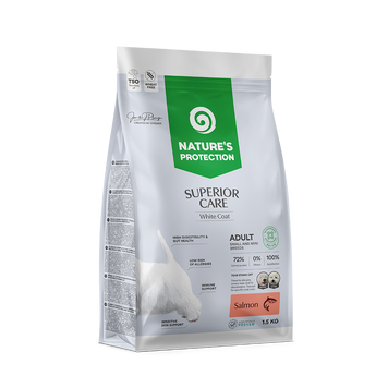 Nature's Protection Superior Care White Dogs Grain Free Salmon Adult Small Breeds Сухий беззерновий корм для дорослих собак малих порід з лососем, 1,5 кг NPSC45834N фото