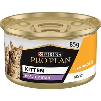 Вологий корм PRO PLAN Kitten Healthy Start для кошенят, мус, з куркою, 85 г 8445290673688 фото